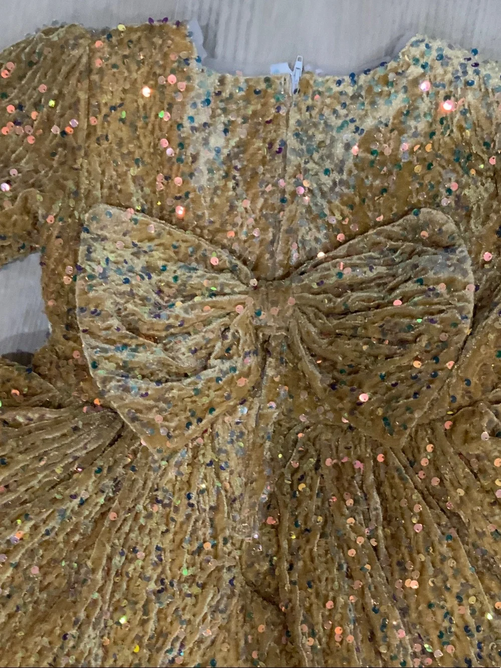 Mia Belle Girls Sparkley Gold Sequin Girls' Padgeant Dress
